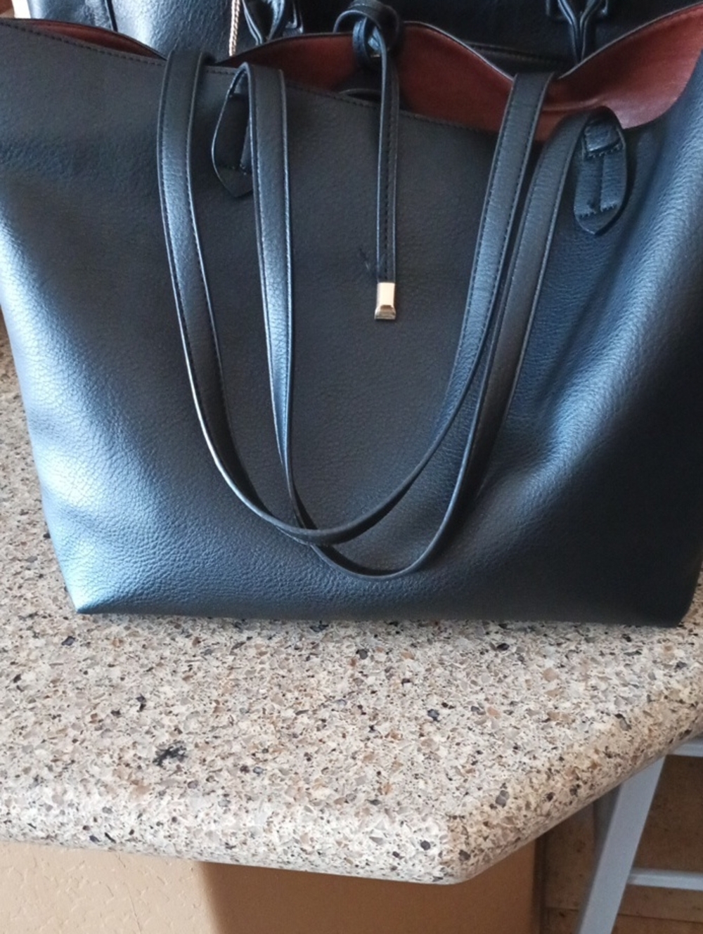Black Tote Bag with Contrast Interior - Women
